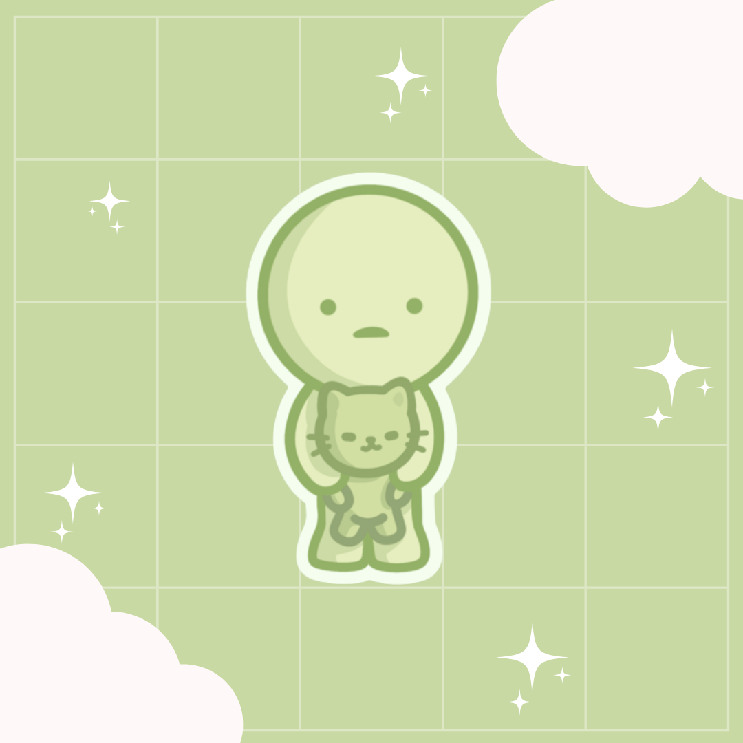 smiski holding kitty vinyl sticker