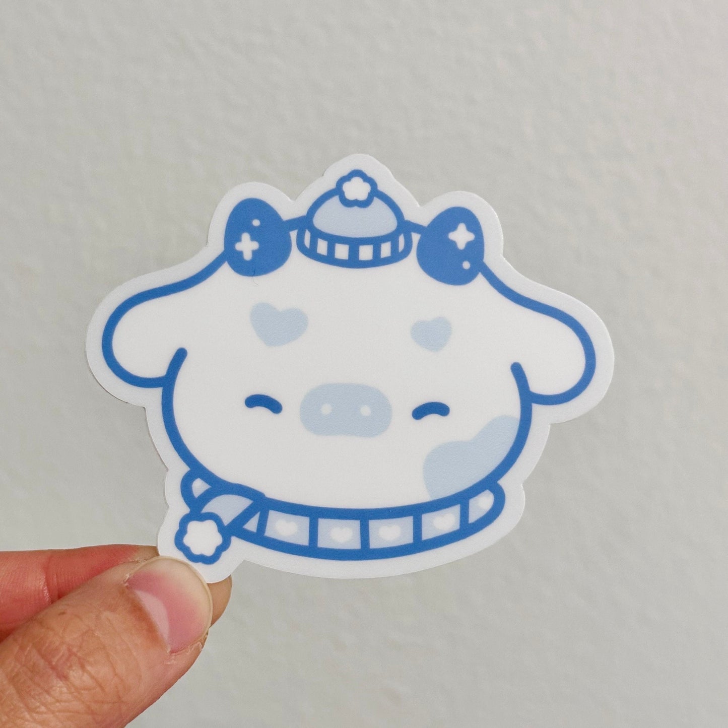 winter blue moo vinyl sticker