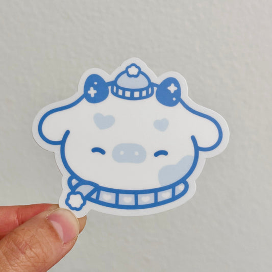 winter blue moo vinyl sticker