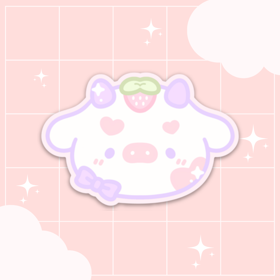 lavender pink moo vinyl sticker