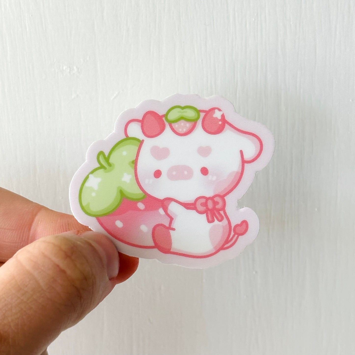 strawberry moo vinyl sticker