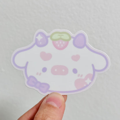 lavender pink moo vinyl sticker